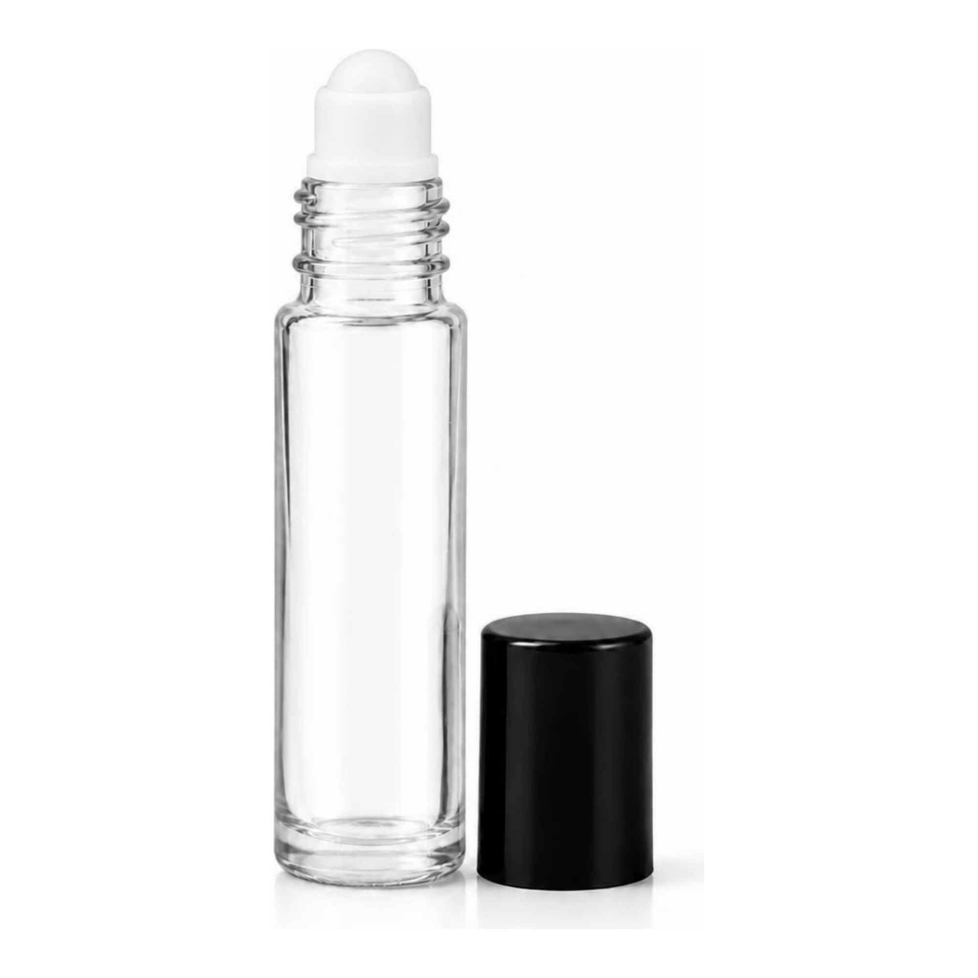 10 ml Clear Glass Roll-On Bottles with Rollerball & Black Cap - 2