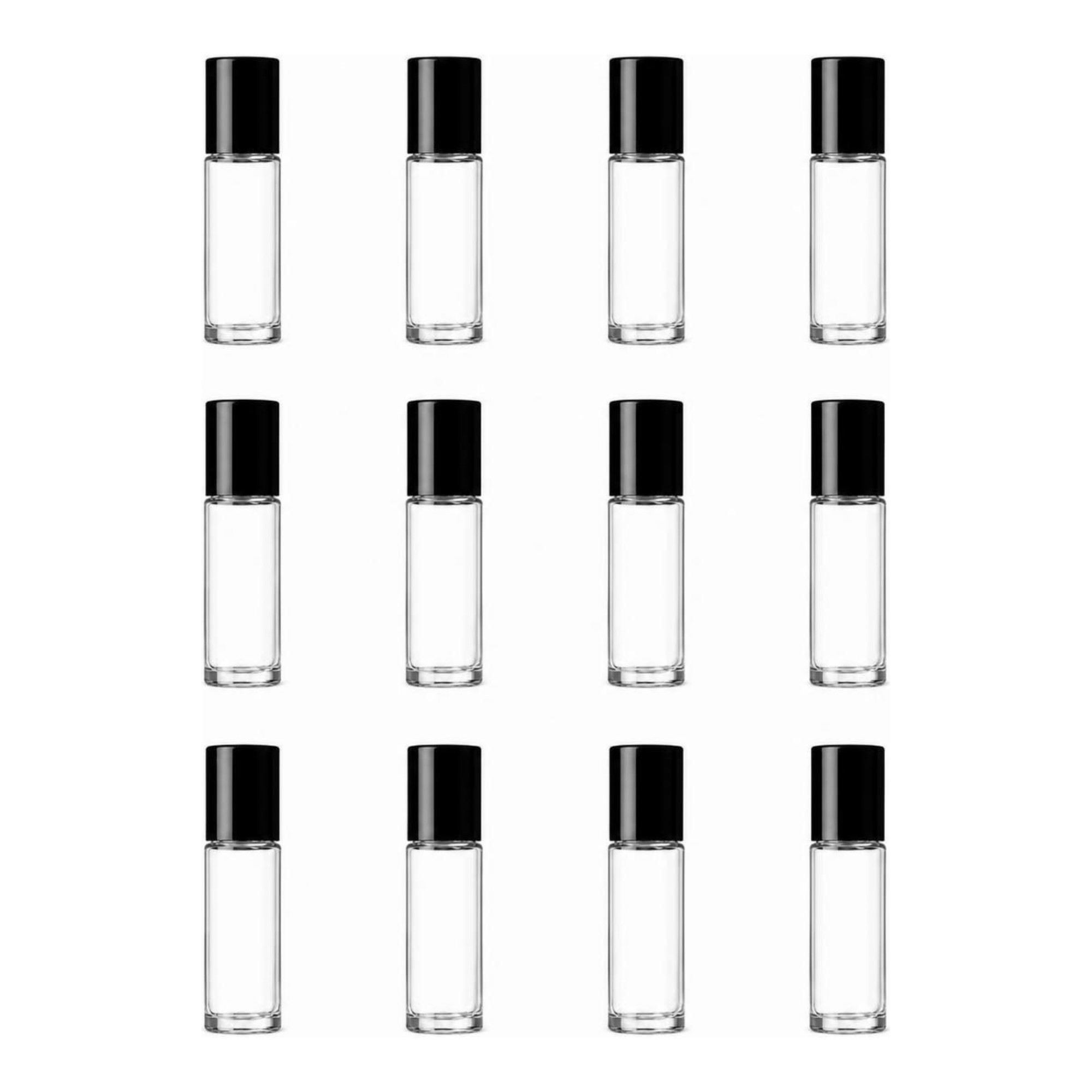 10 ml Clear Glass Roll-On Bottles with Rollerball & Black Cap - 4